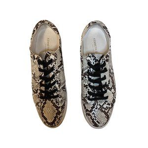 Kenneth Cole Women Sneakers, Off White & Black Snakeskin Print Size 10